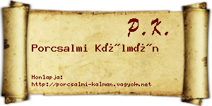 Porcsalmi Kálmán névjegykártya